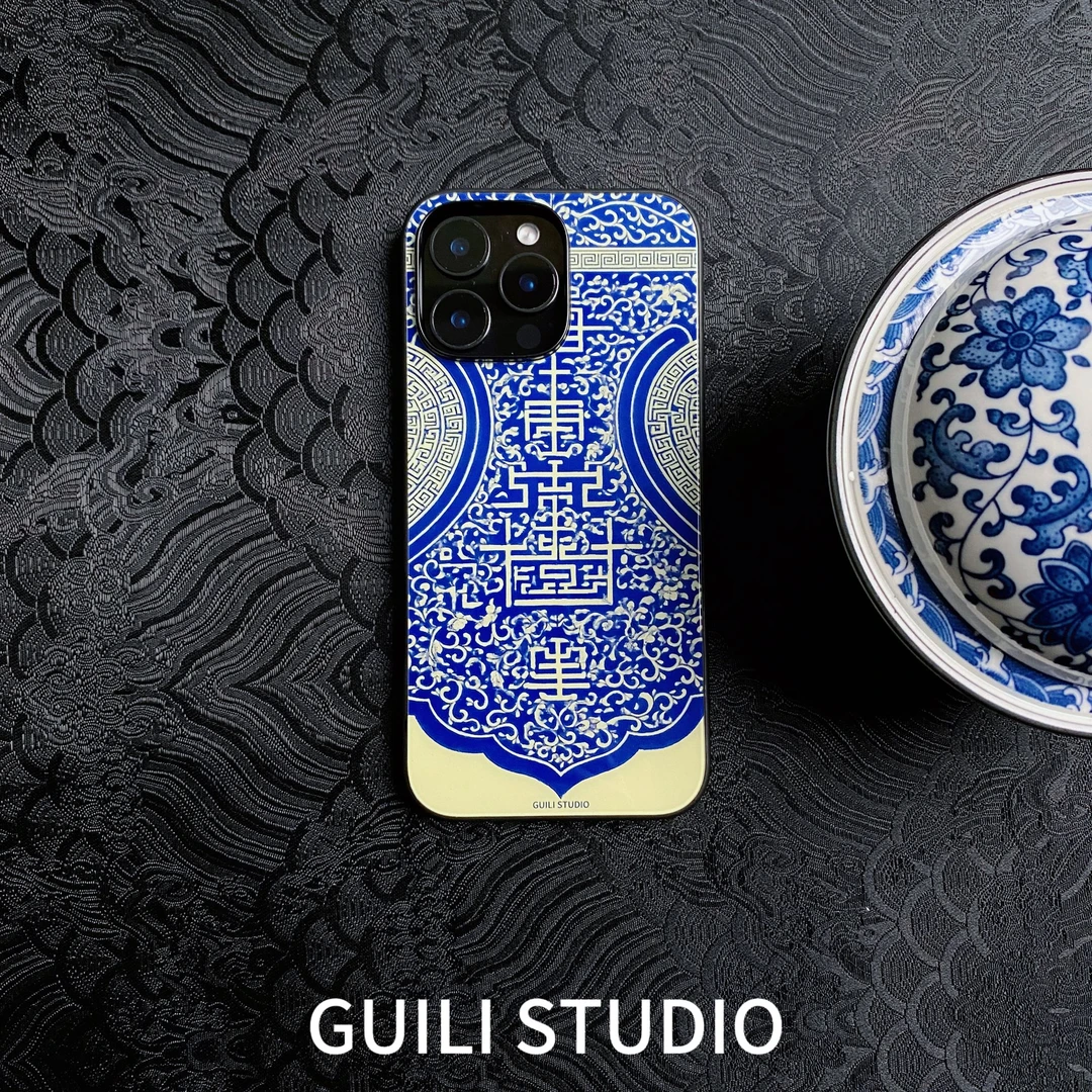 【青花瑞纹】新中式高级感适用于苹果安卓等多机型全包防摔手机壳