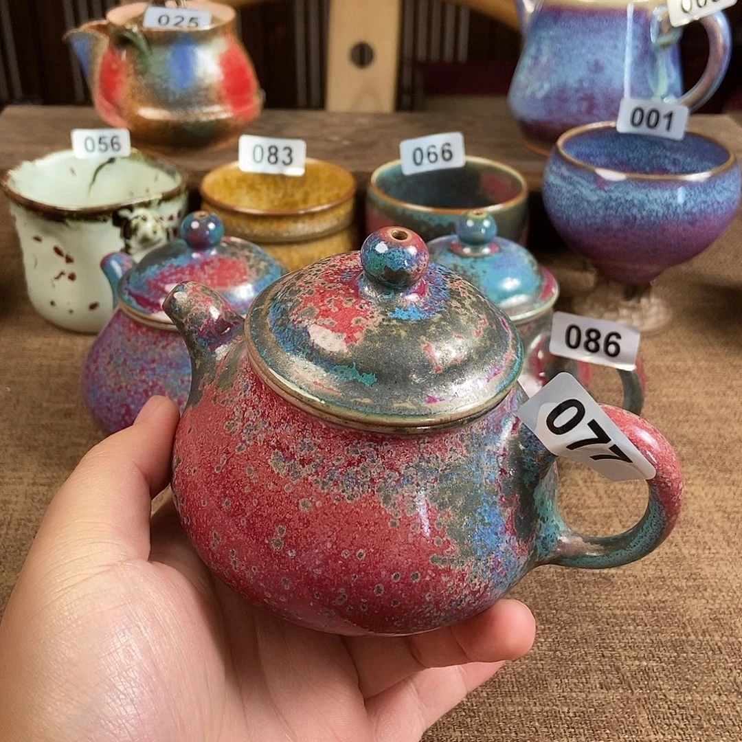 和***尘瓷片钧瓷茶壶茶具
