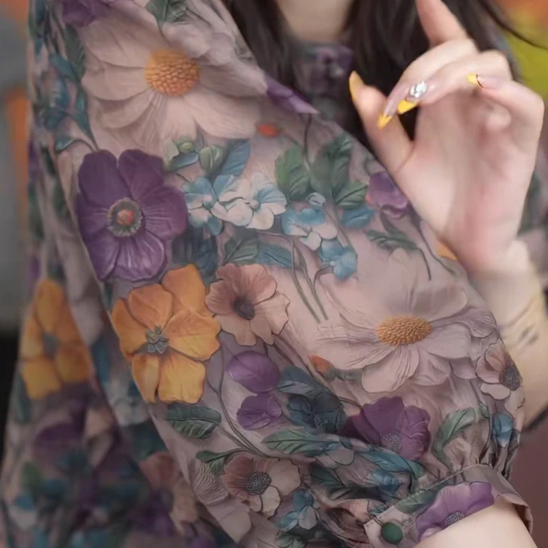 百搭遮肉宽松减龄气质显瘦上衣洋气五分袖衬衫11732