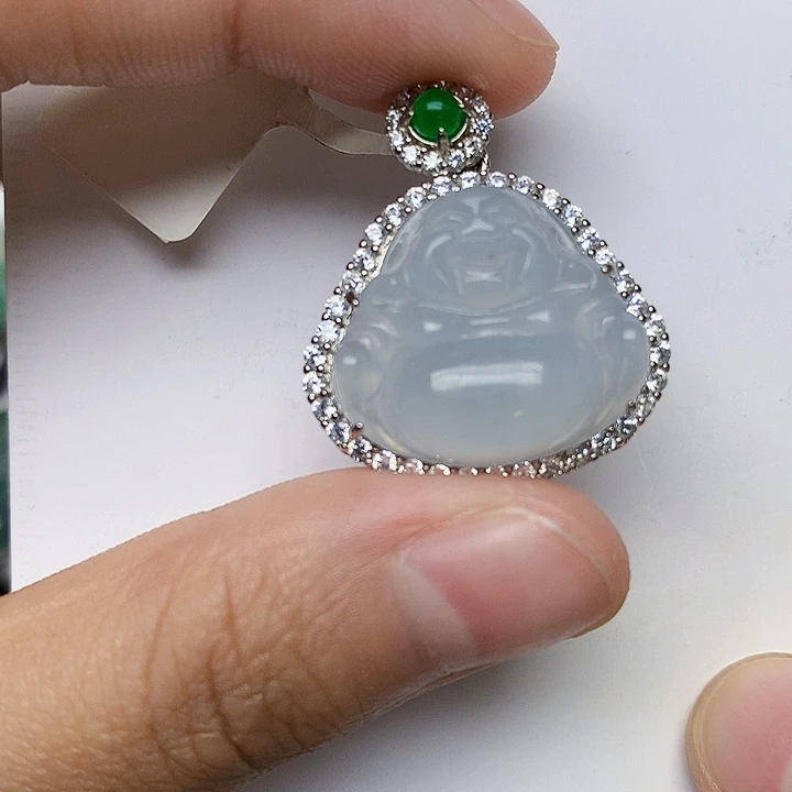 颈饰银S925镶嵌翡翠天然翡翠