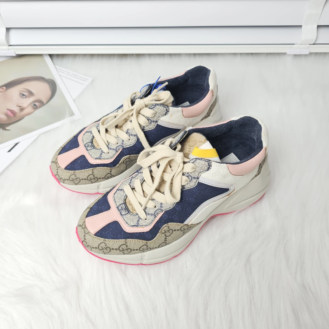 95新 GUCCI/古驰  双G 潮流百搭低帮老爹鞋 36码公价8500/t14659