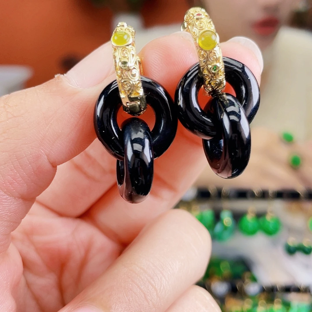 翡翠未镶嵌耳饰饰品