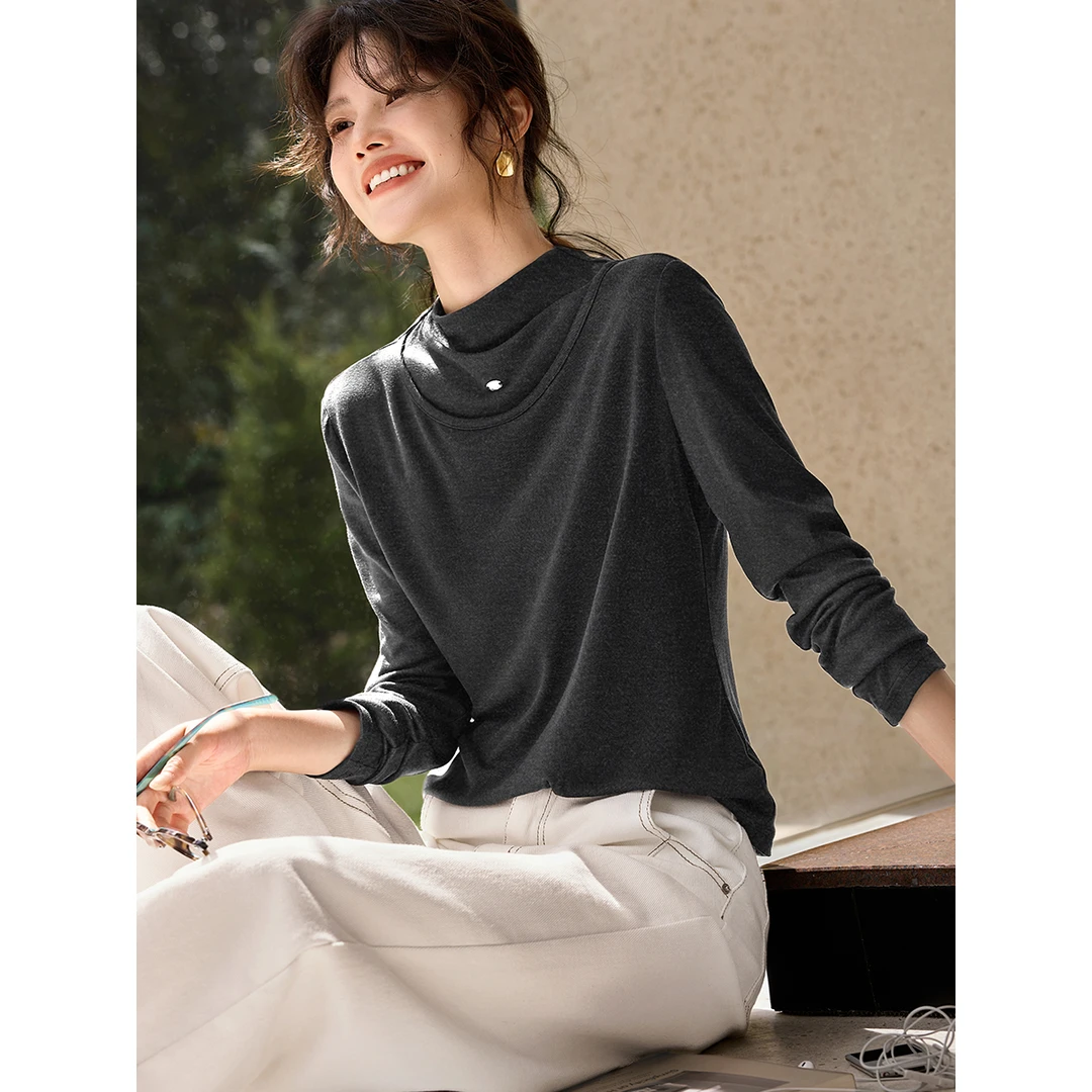 XWI/欣未【显瘦黑科技】25秋冬假两件打底衫修身显瘦半高领3402