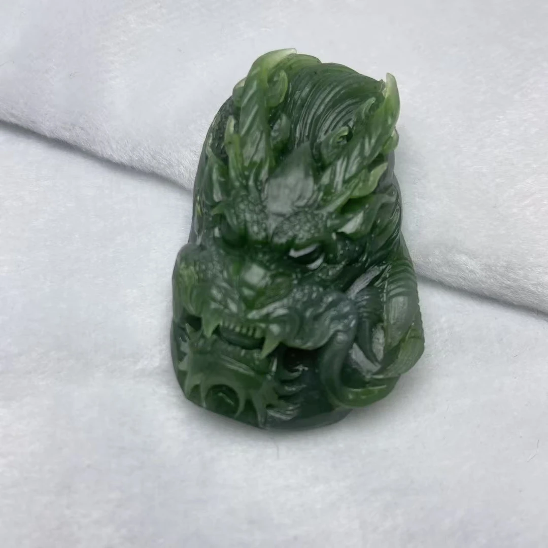 和田玉碧玉龙首A022