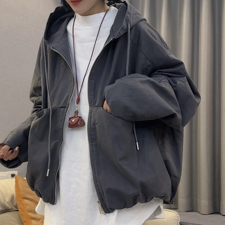 【芬芬姐精选】春季时尚潮流新款百搭宽松韩版休闲连帽短外套58879