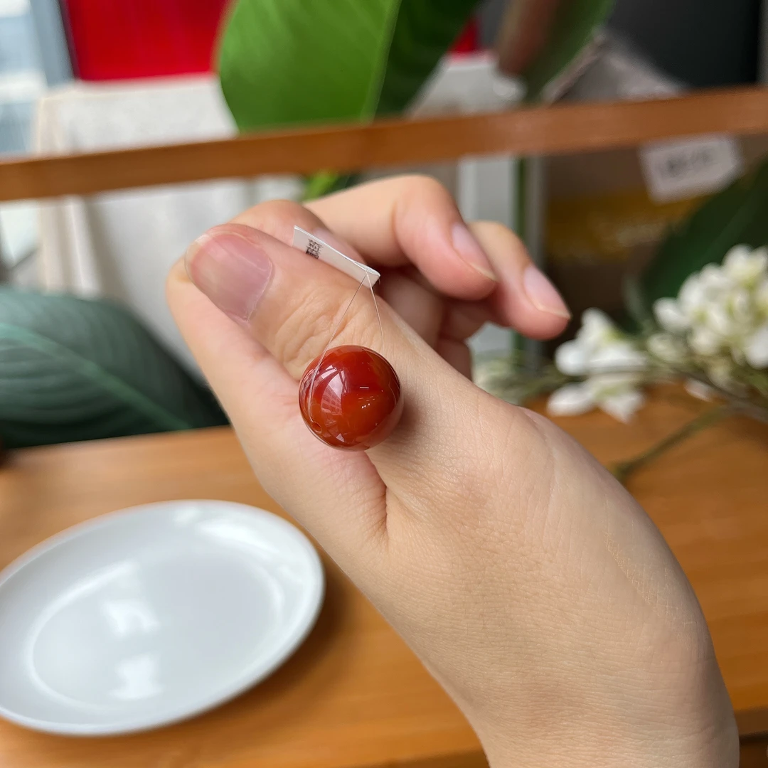 【郭老师】约15mm瓦西料南红圆珠单珠吊坠