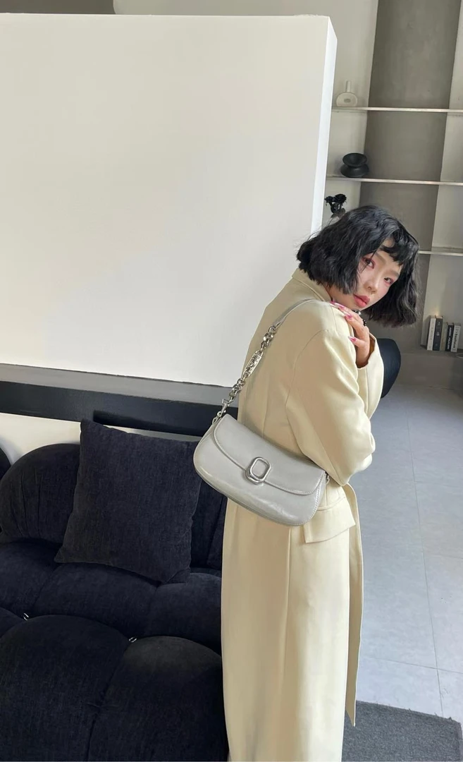 马鞍包单肩款亮面时尚轻奢斜挎包真皮肩包百搭韩版气质小众腋下包