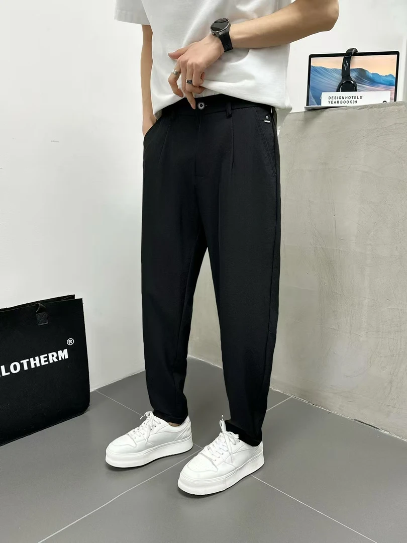 董小姐/25120夏季休闲裤男锥形直筒宽松九分长裤