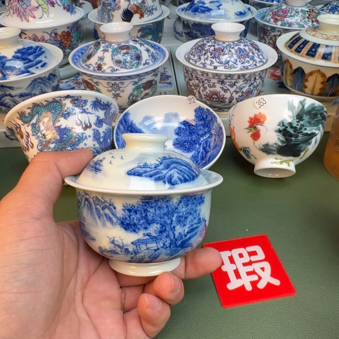 陶纯手工纯手绘茶具石头开片371