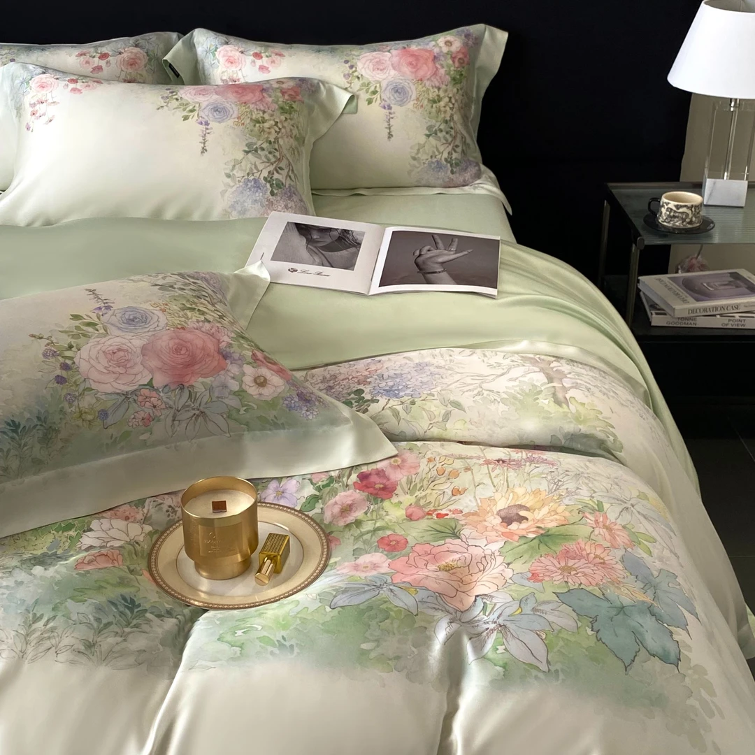林小花【梦幻庄园】天丝四件套设计师印花礼盒款被套床品小清新床盖