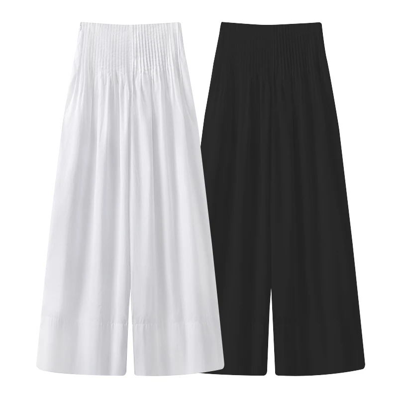 【裤子】【商场同款新品】2025年夏季新款显瘦阔腿纯棉休闲长裤女3035