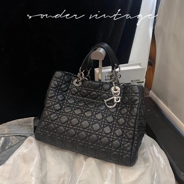 95新 DIOR/迪奥 dior托特包黑银