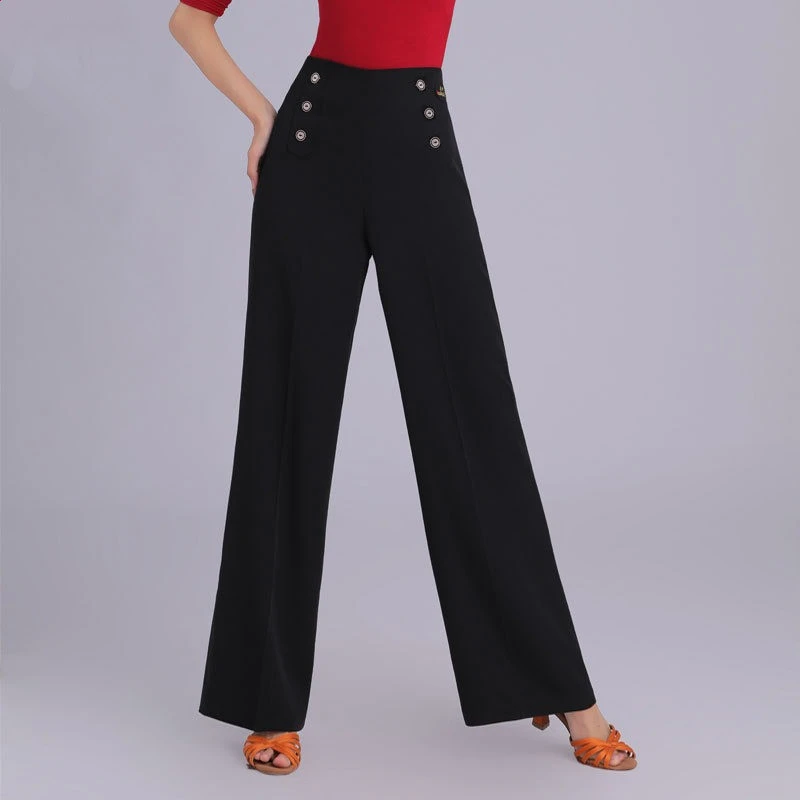 （老师同款）交谊舞跳舞广场舞长裤水兵舞裤子女裤双排纽扣舞蹈裤女