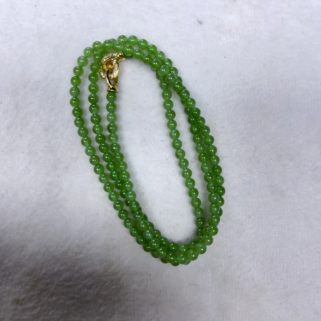 俄碧卡4mm无黑阳绿色毛衣链百搭连万能链女士女款双层多圈绿色