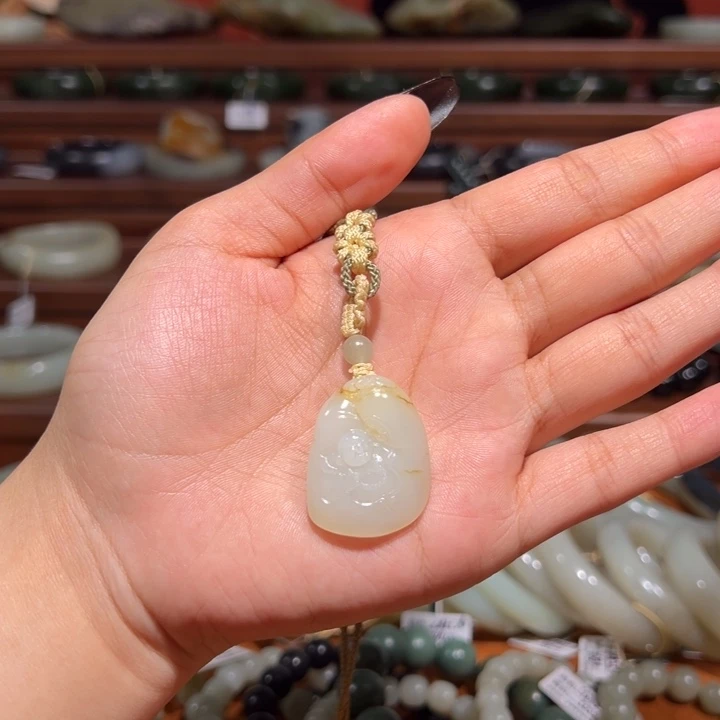 和田玉（白玉）未镶嵌颈饰弥勒佛白籽