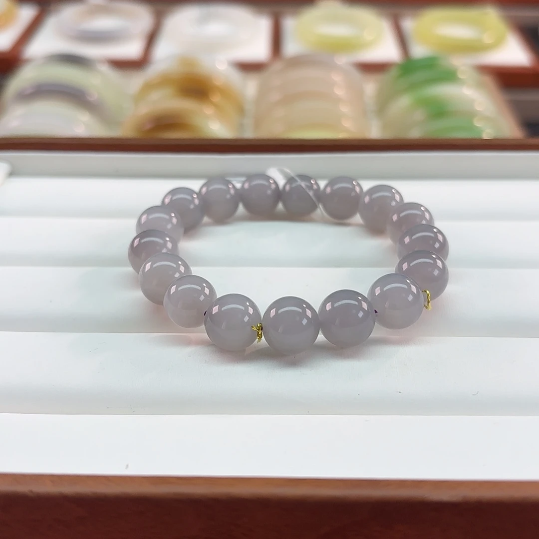 和田玉未镶嵌手串【满圈紫 卡12】