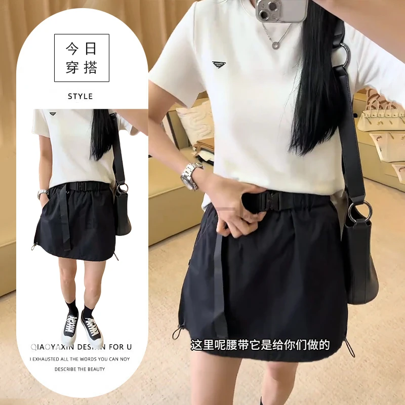 黑色速干休闲工装短裙裤女2025年夏季韩版时尚休闲百搭直筒短