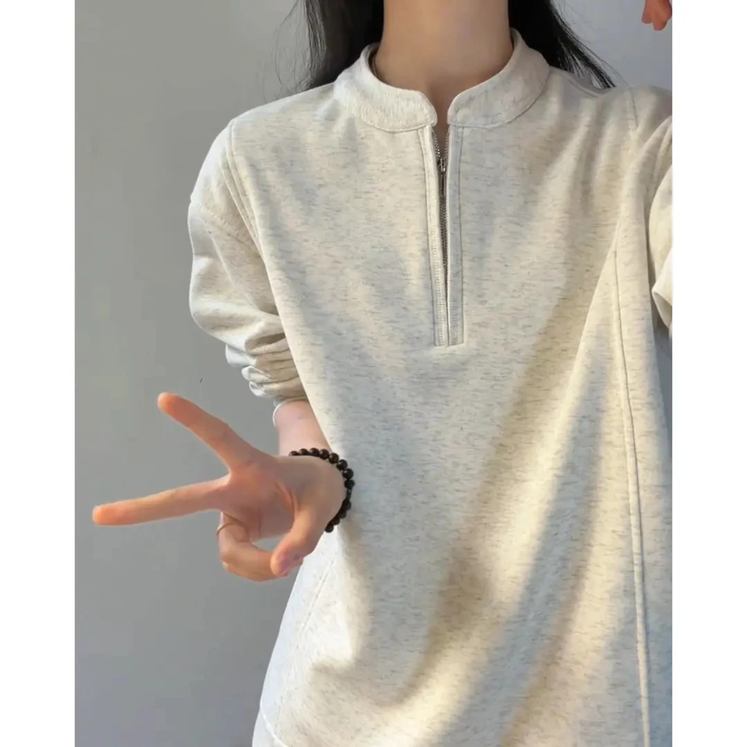 黑色解构拼接半拉链卫衣男款秋冬正肩重磅保暖长袖t恤内搭打底衫