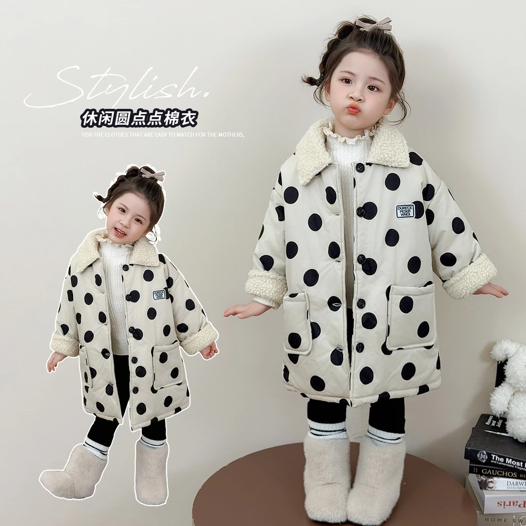 女童棉衣中长款冬装加绒加厚秋冬新款女宝上衣韩版小女孩外套棉袄