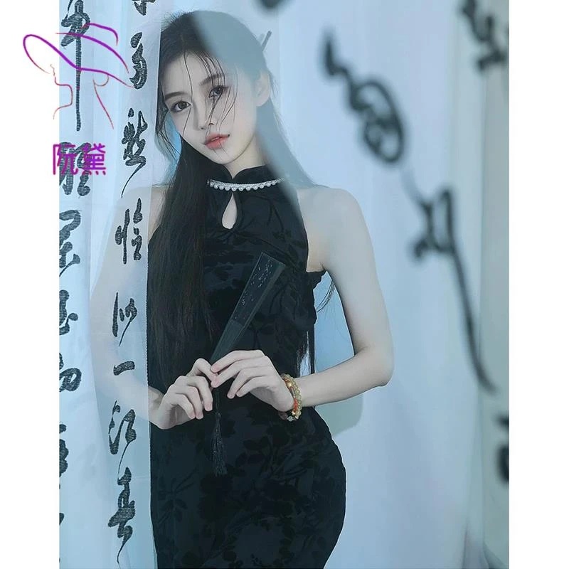 阮黛复古国风新中式改良旗袍连衣裙高级感气质露肩包臀裙子夏季女