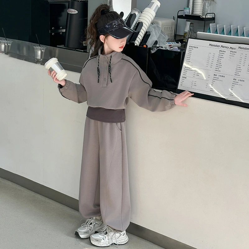 女童春季运动套装2025新款中大童洋气时髦网红卫衣儿童春秋两件套