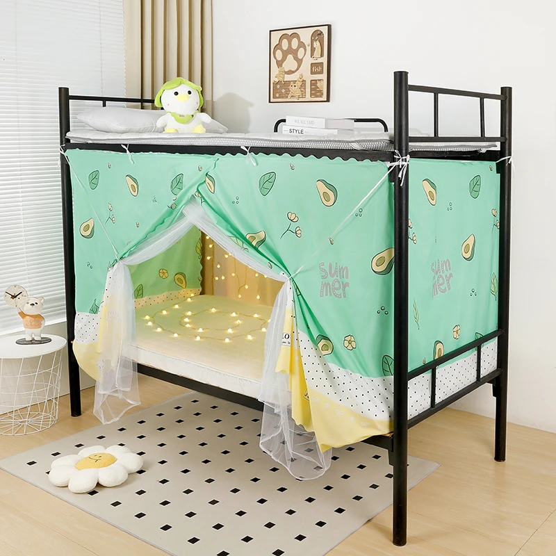 大学生宿舍单人床帘蚊帐一体式上下铺通用遮光布带蚊帐0.9m1.2米