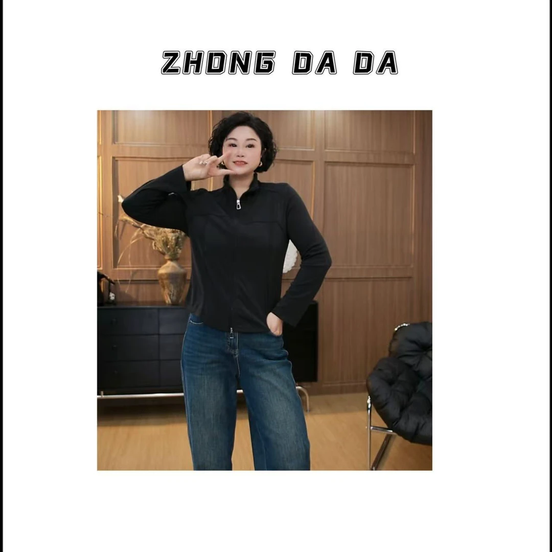 ZHONG大大早秋新款立领拉链开衫百搭显瘦外套女933