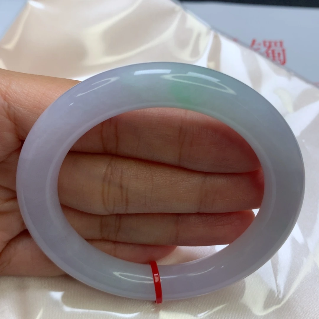 翡翠未镶嵌手镯老坑55圈淡春彩飘阳绿001瑕疵漏