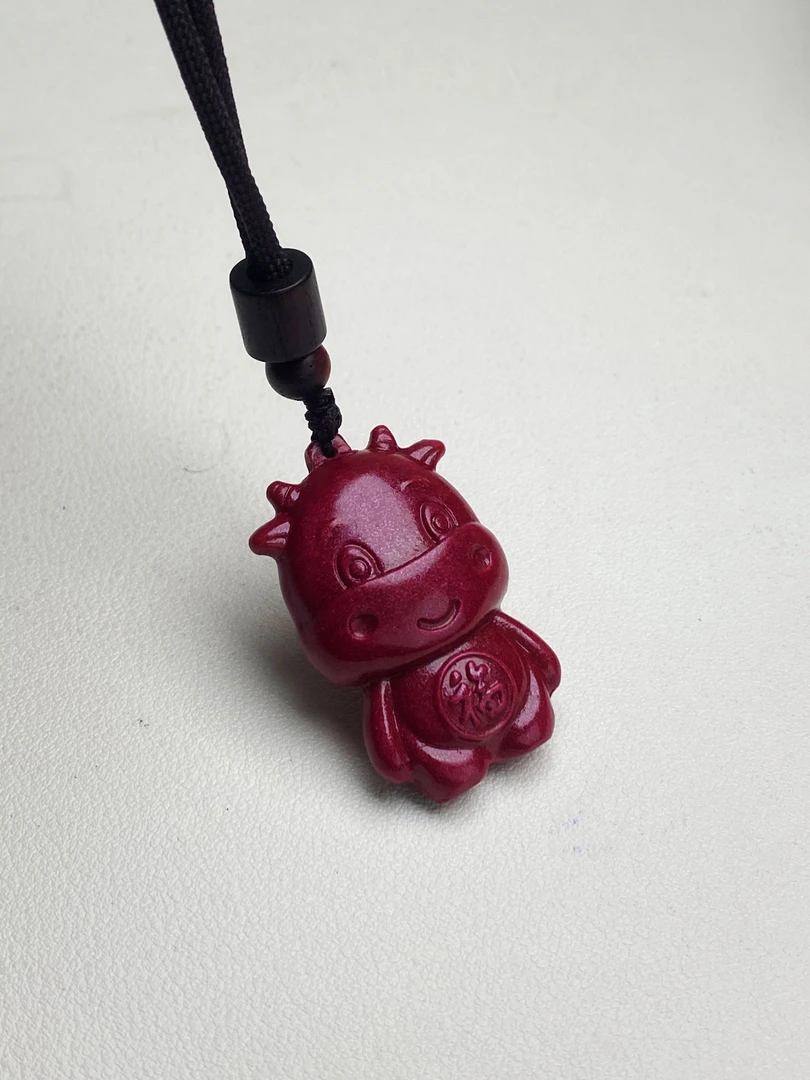 含辰砂工艺品朱砂牛气冲天吊坠37*23*13多样性发尺寸有细微误差