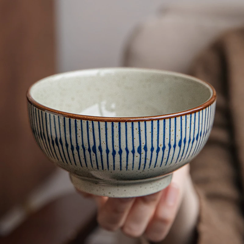 小悠家〖特别好看的饭碗〗手绘4.5英寸高脚碗陶瓷小碗乔迁碗套装