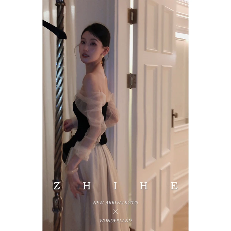 无艳一禾【约德尔舞曲】静奢优雅丝绒上衣+柔光纱半裙