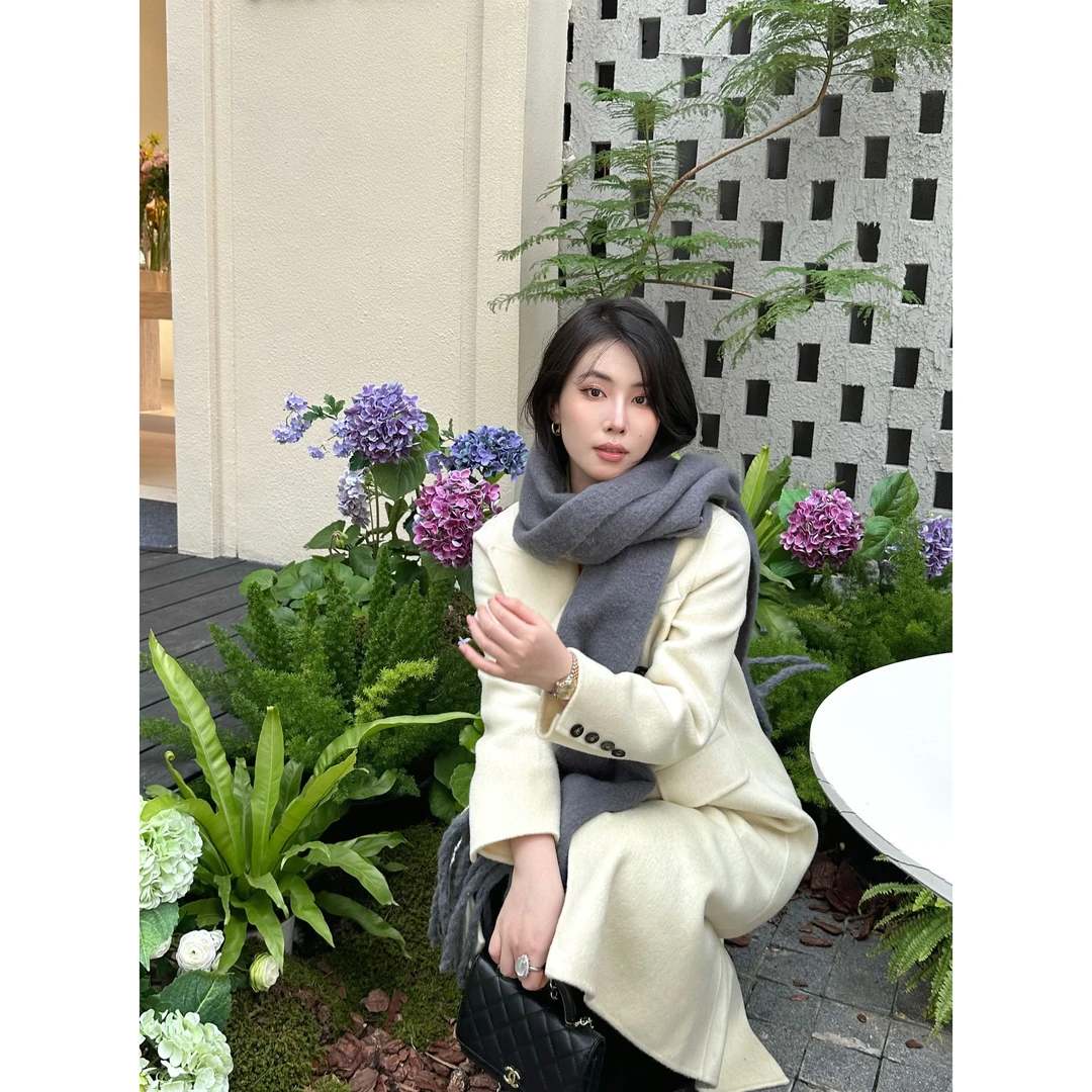 JUNJJ【优雅乐章】100羊毛高级感双面呢子大衣女24秋冬季新款外套