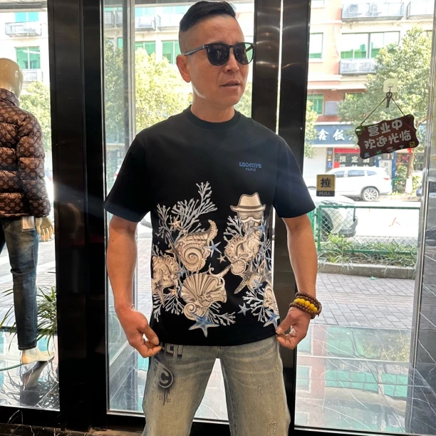 25年新款正品春夏Laofoye 男士圆领时尚百搭轻奢短袖T恤