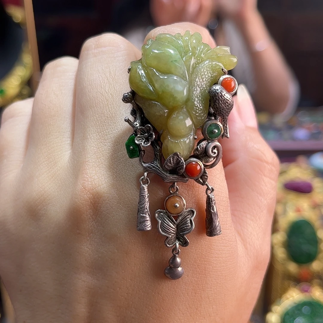 翡翠银S925镶嵌戒指