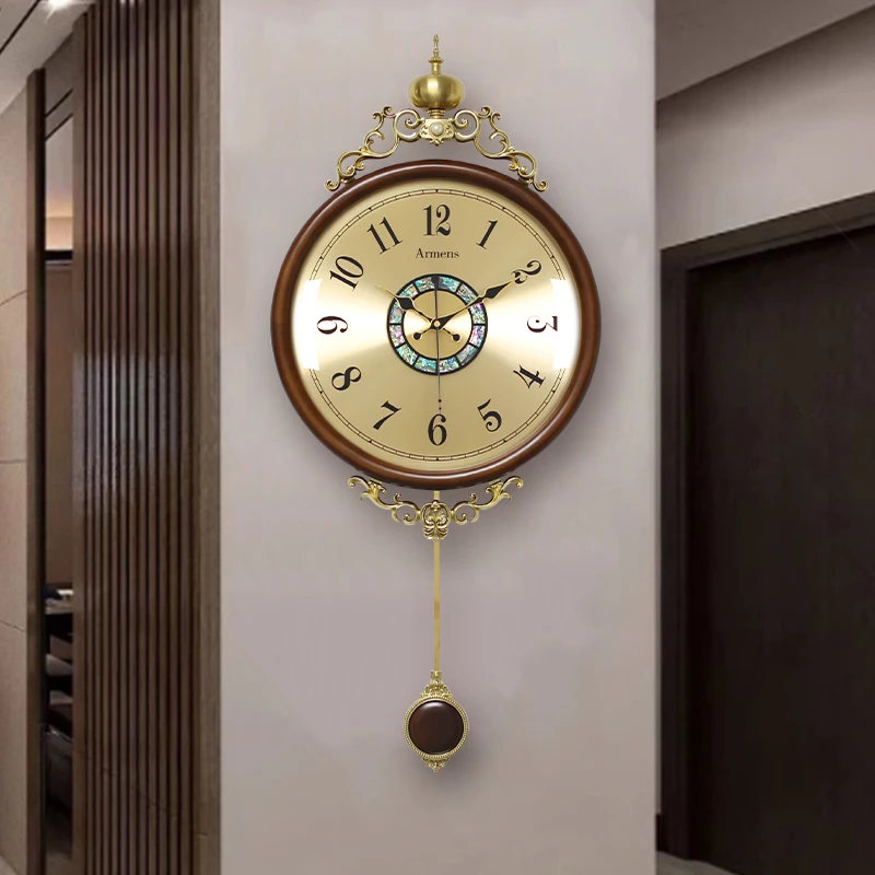 2025新款挂钟高级感客厅家用欧式复古新中式时钟轻奢大气钟表40