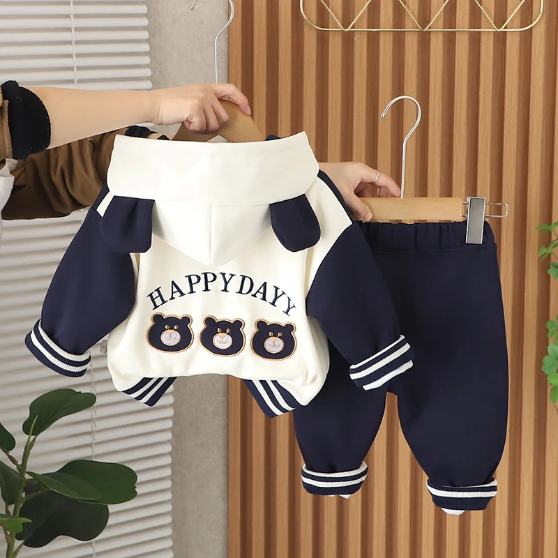 男宝宝洋气春装1-2-3-4岁半套装婴儿童棒球服三件套小童春秋季衣