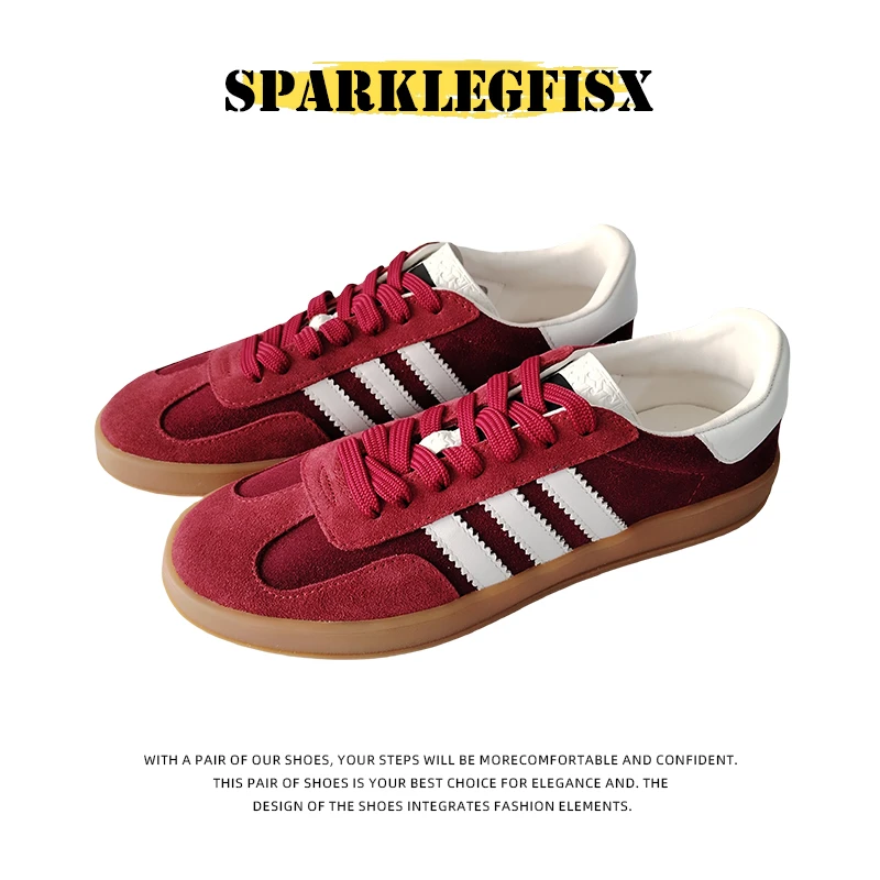 爆款红色德训鞋女款2025春季新款复古休闲百搭运动板鞋阿甘鞋