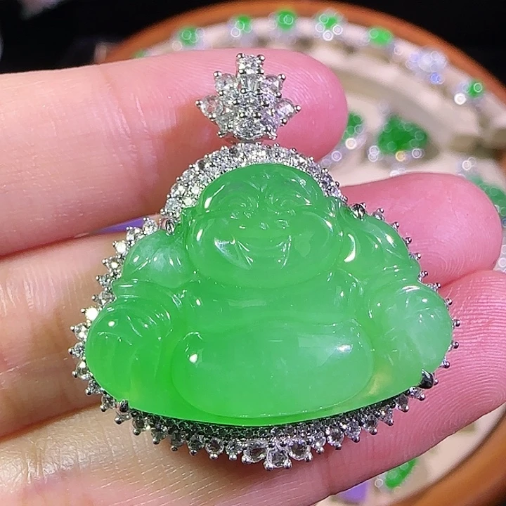 翡翠18K金镶嵌吊坠(不含链)