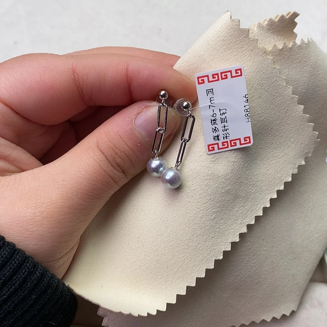 海水珍珠耳饰银S925镶嵌