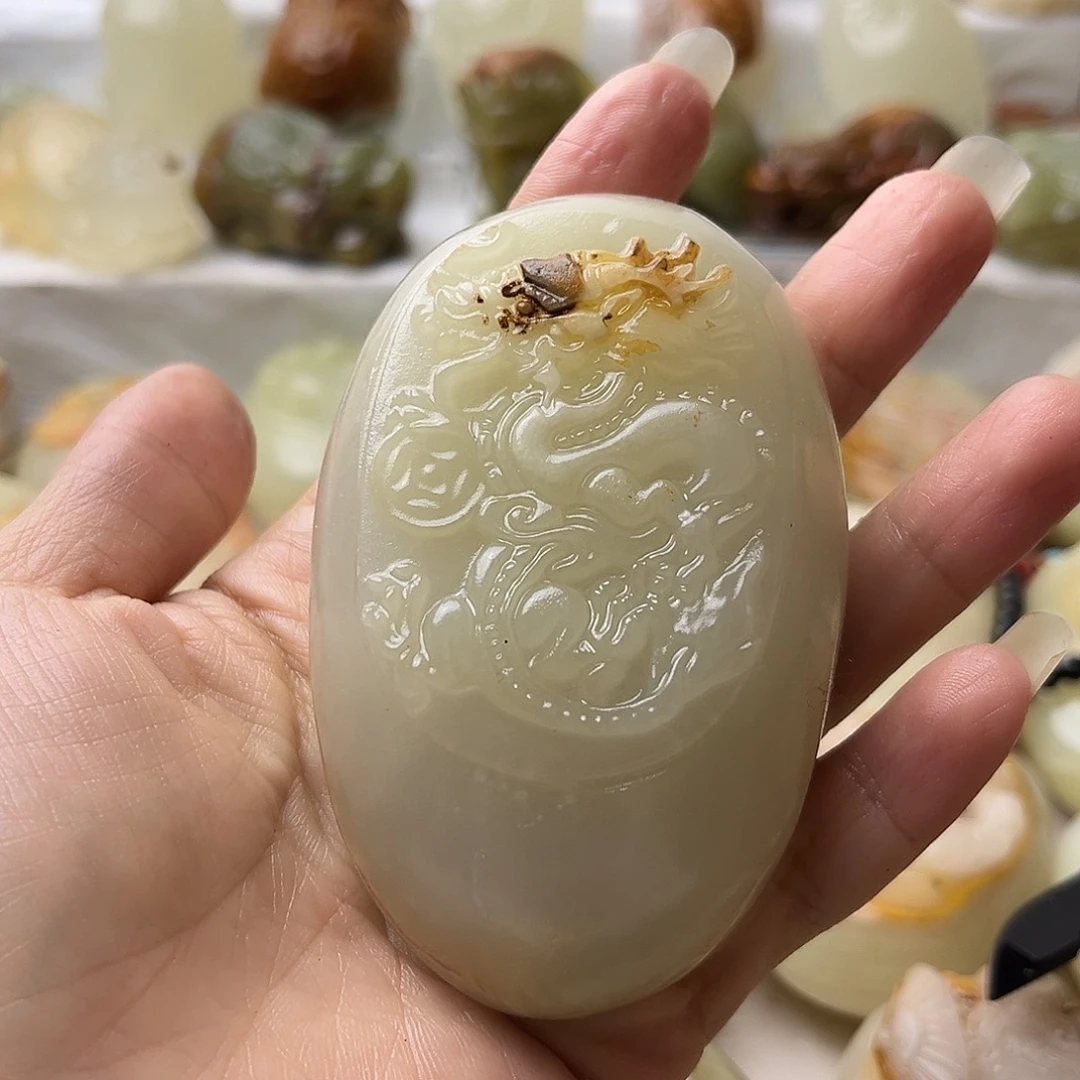 石材方解石手把摆件不退换龙