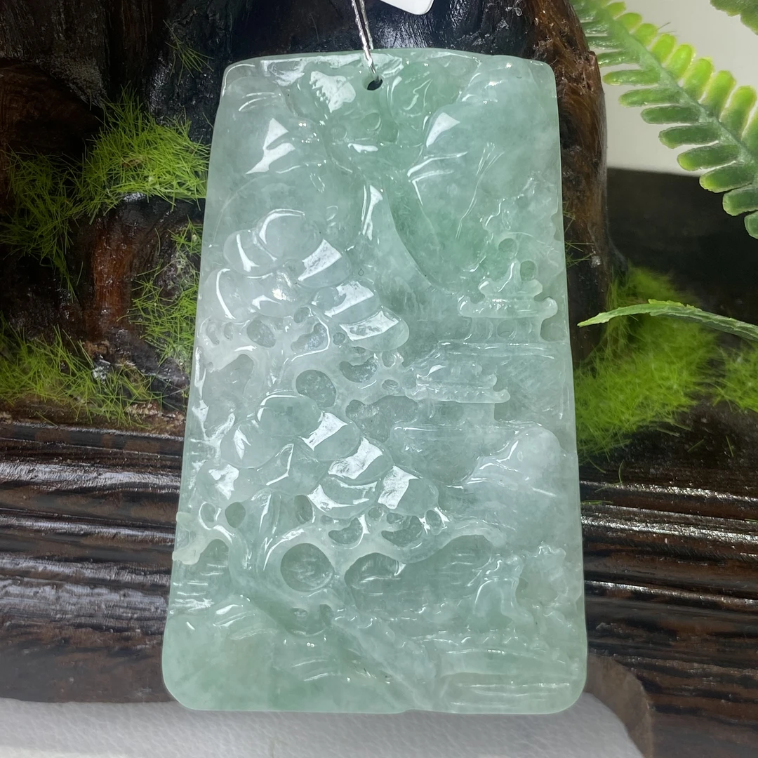 25633天然缅甸A货翡翠-山水牌