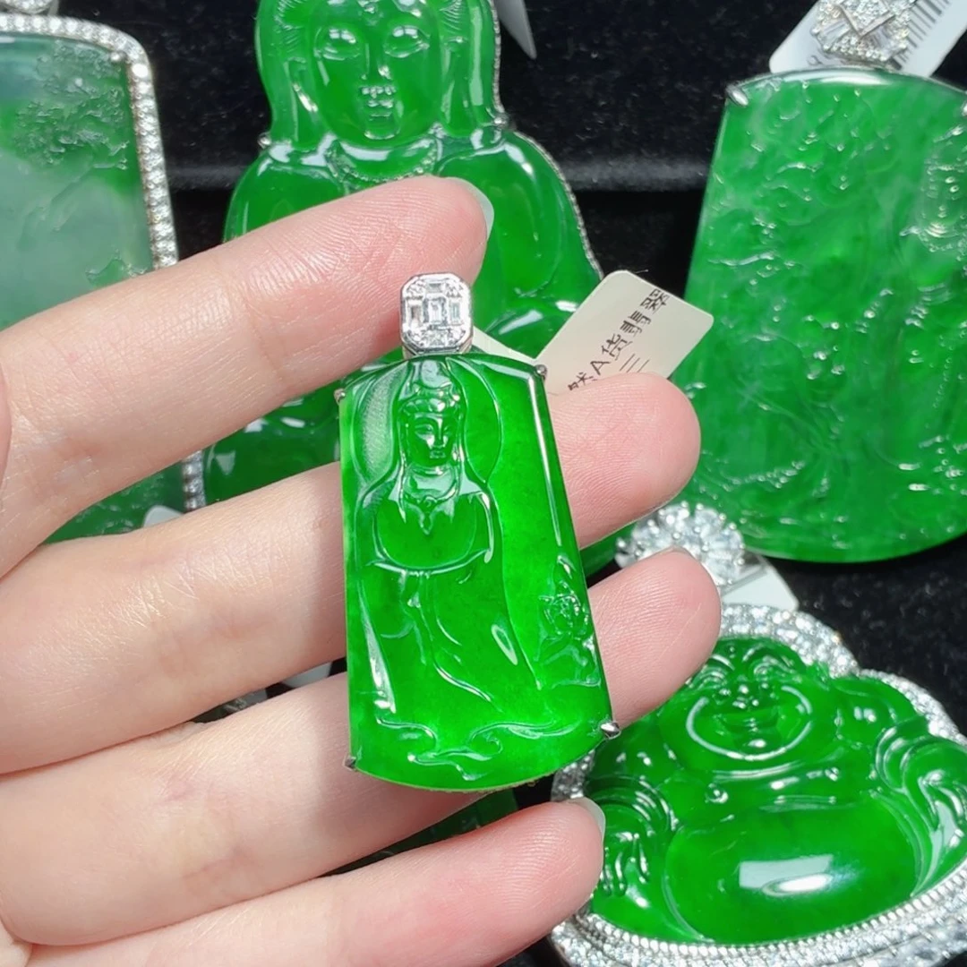 翡翠银S925镶嵌颈饰天然A货翡翠