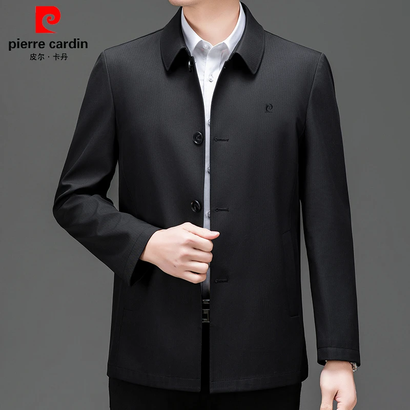 皮尔卡丹2025年秋冬季男士新款商务休闲夹克绅士行政翻领夹克外套