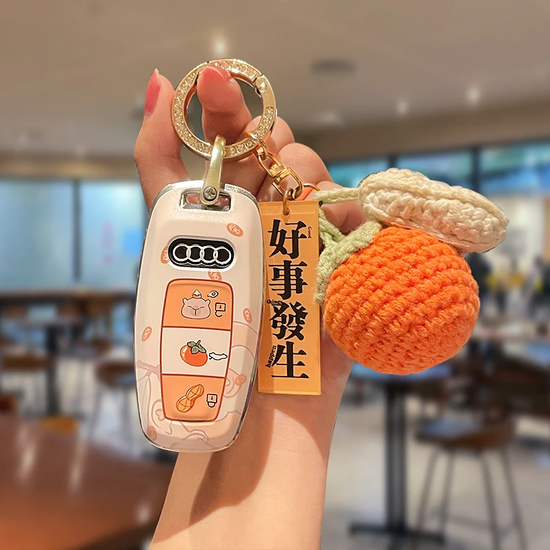 奥迪a6l钥匙套24款a4l专用a3车q5l女a7l壳q4etron扣q7 a5 a8可爱
