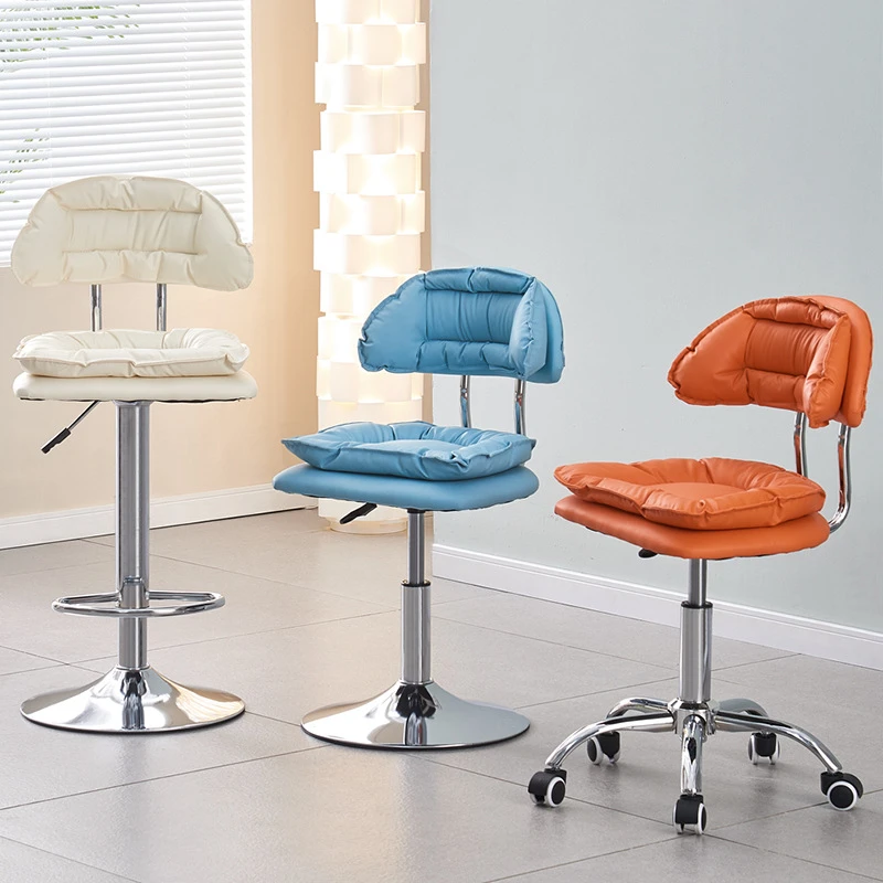吧台椅轻奢家用高脚凳现代简约靠背椅子前台接待椅升降旋转酒吧椅