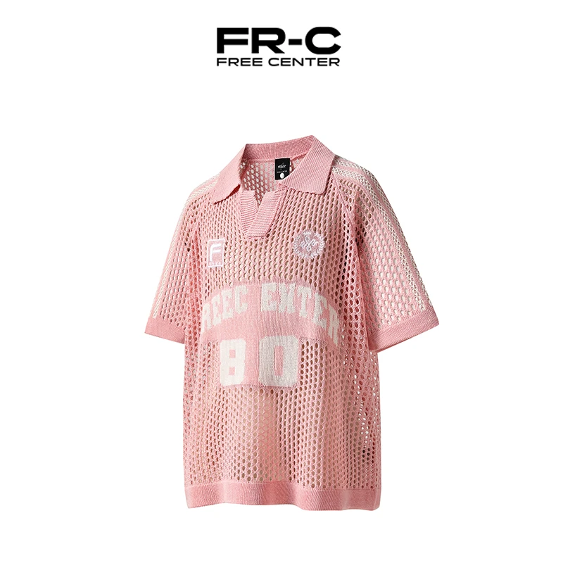 Free Center夏季凉感镂空网眼polo衫男女美式运动风宽松翻领短袖