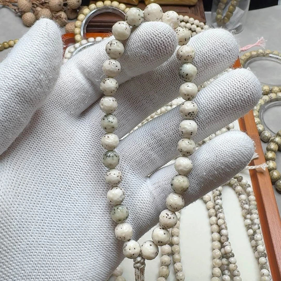 手串星月菩提石玉料8改无相手持瓷白料大留白小细星
