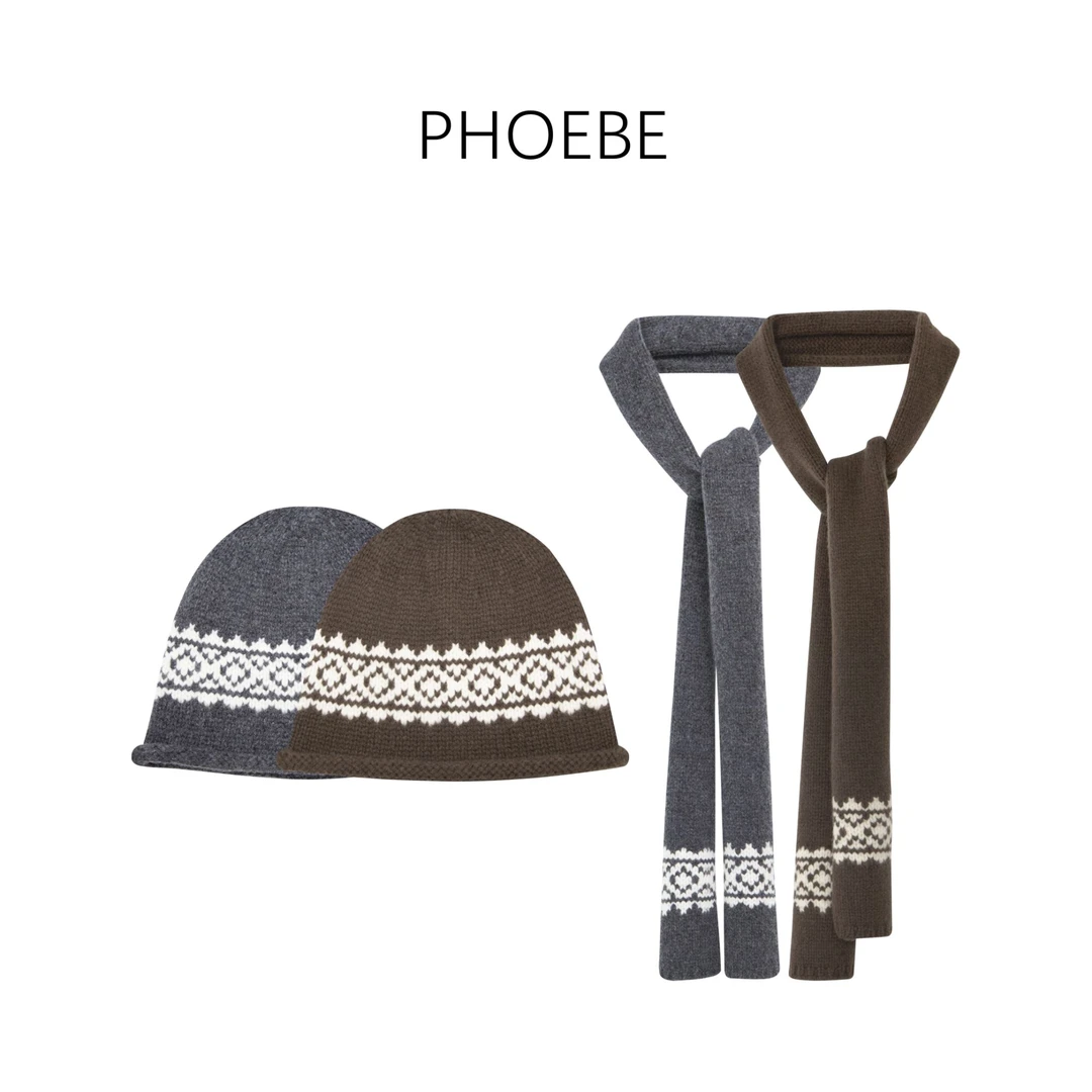 【雪花两件套】PHOEBE叶姐 冬季雪花设计围巾帽子两件套H5110106F
