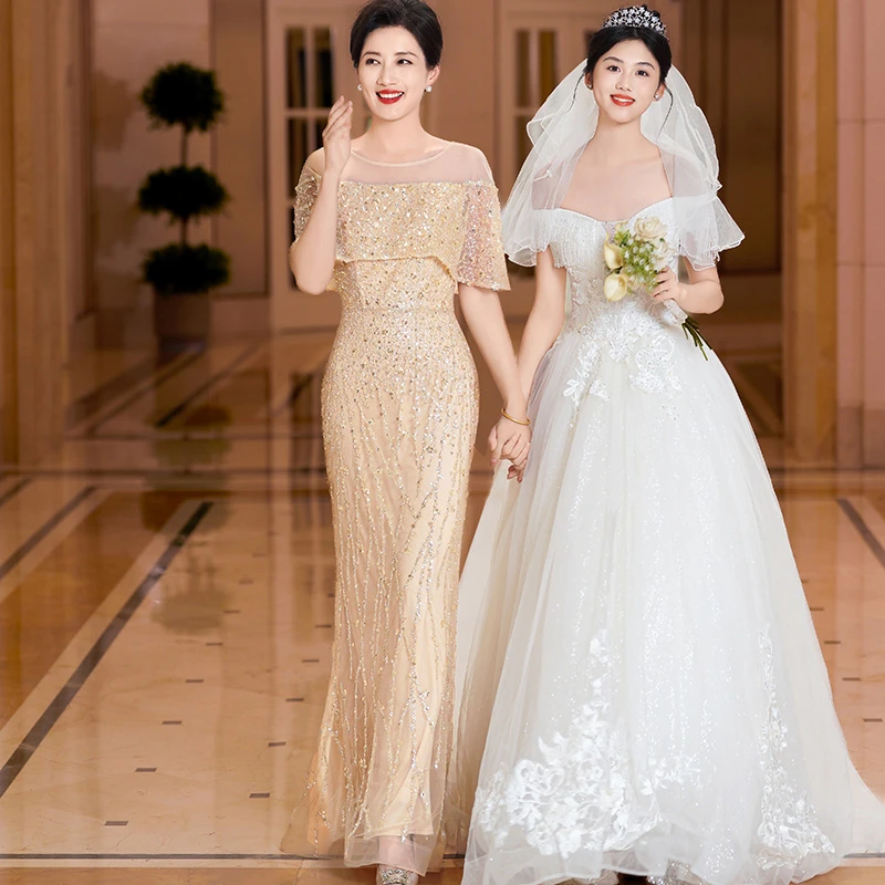 5979年轻喜婆婆婚宴礼服端庄轻奢妈妈结婚宴会主持演出礼服鱼尾裙