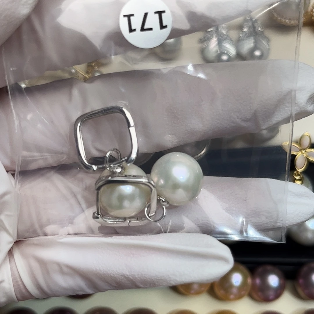 婚***乐银S925镶嵌耳饰淡水珍珠